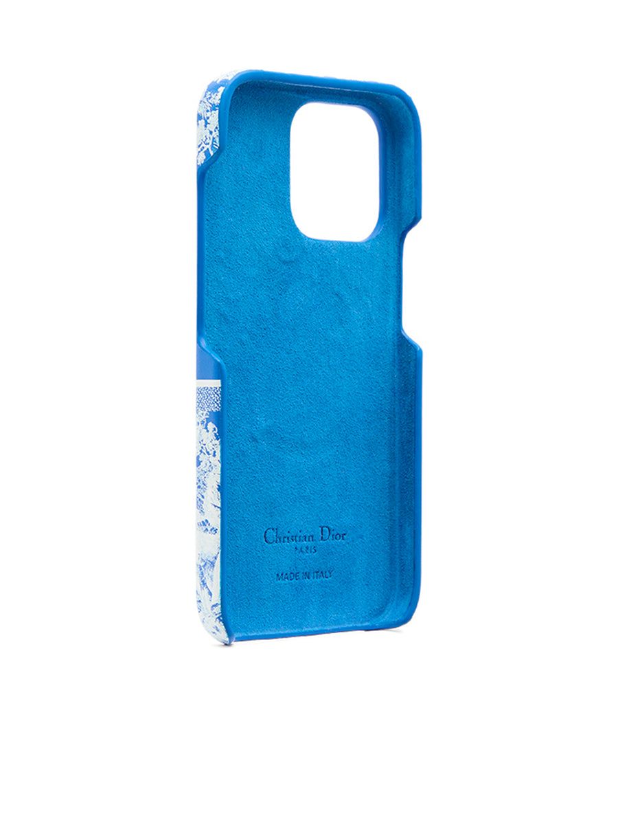 Dior Case Iphone 13 Pro in Fluorescent Blue Toile de Jouy