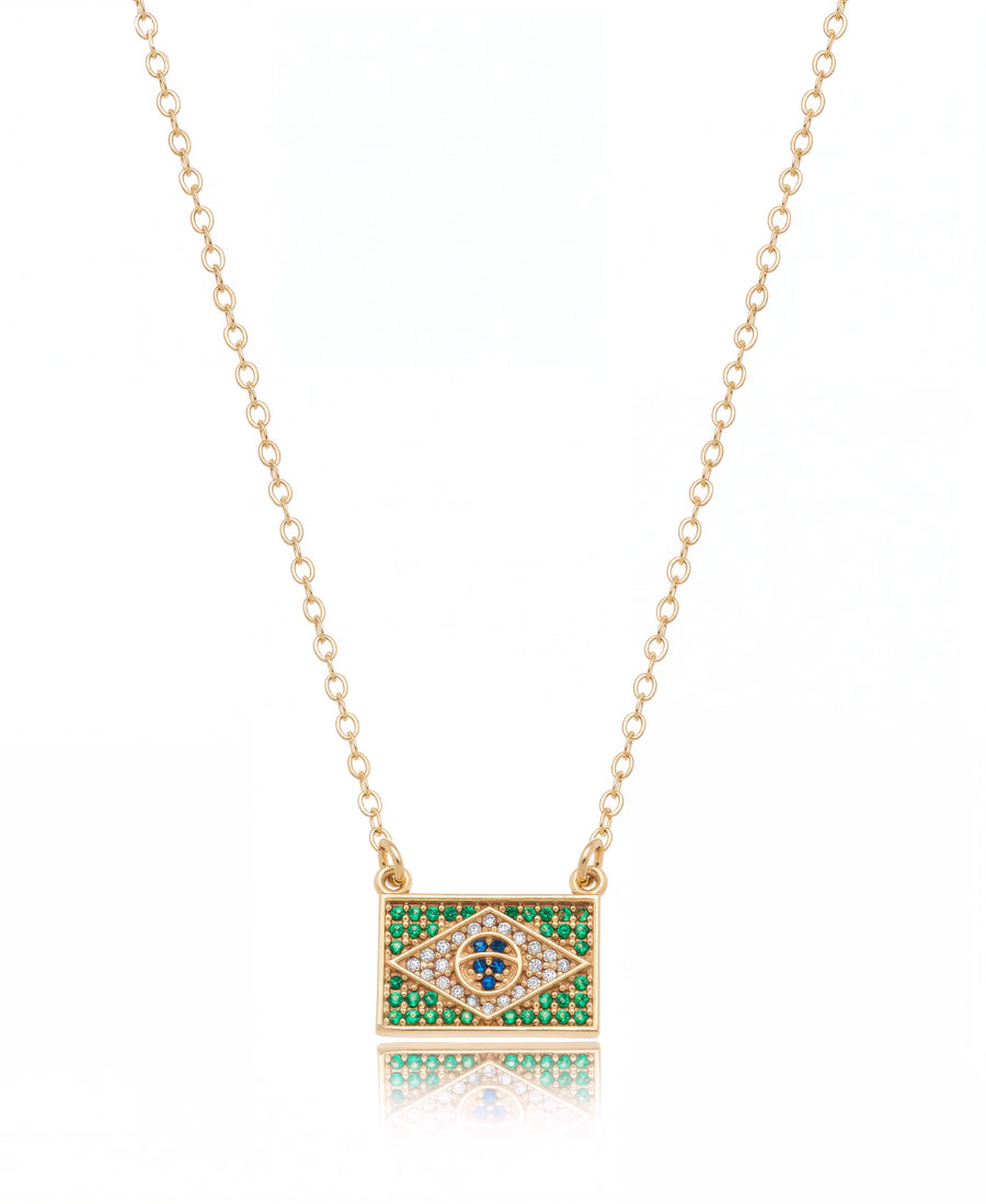 Brazil Pendant Necklace – Gold Plated & Pavé Set