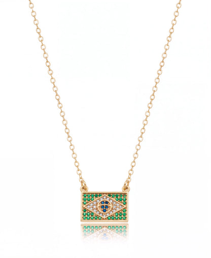 Brazil Pendant Necklace – Gold Plated & Pavé Set