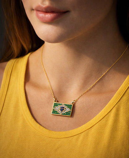 Brazil Pendant Necklace – Gold Plated & Pavé Set