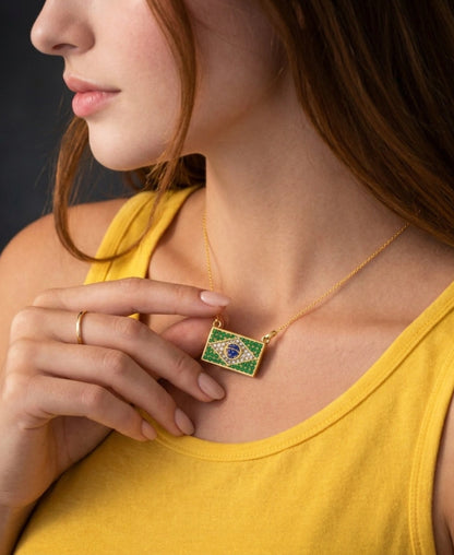 Brazil Pendant Necklace – Gold Plated & Pavé Set