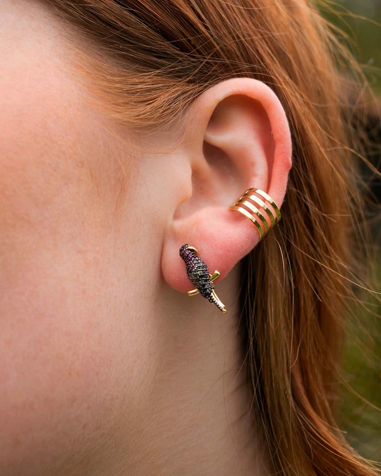 Pavé Macaw Earrings – 18K Gold Plated