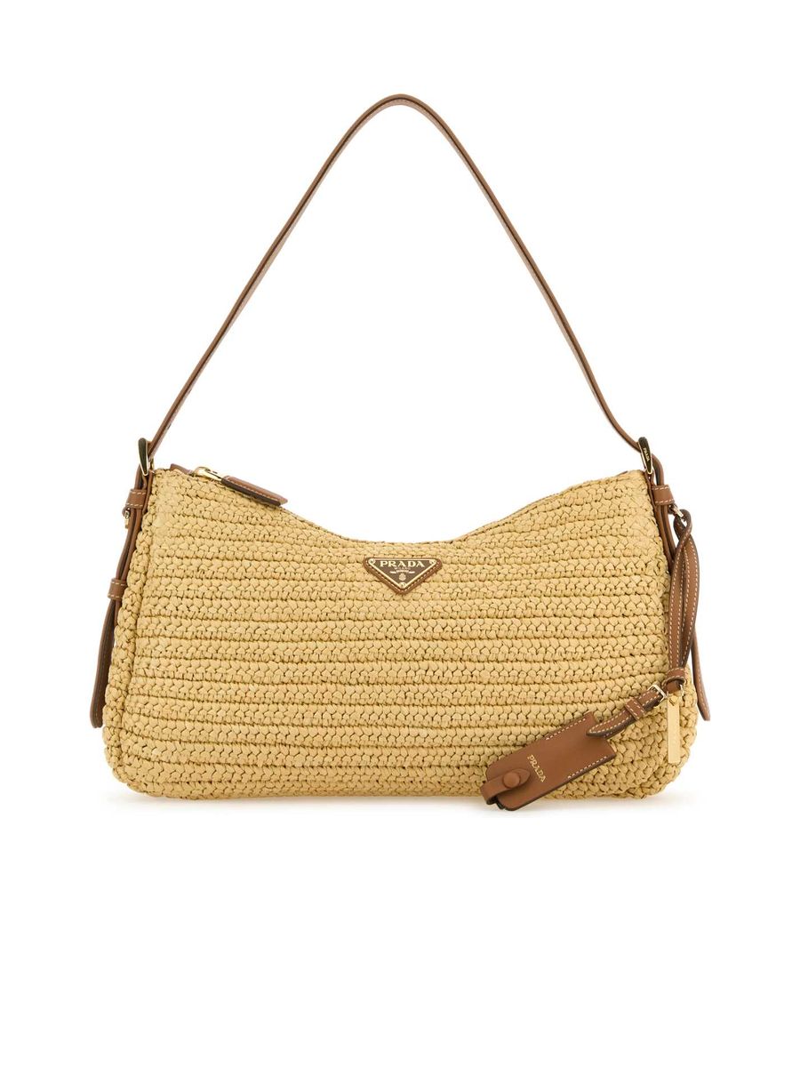 Prada Aimée Large Crochet and Leather Bag