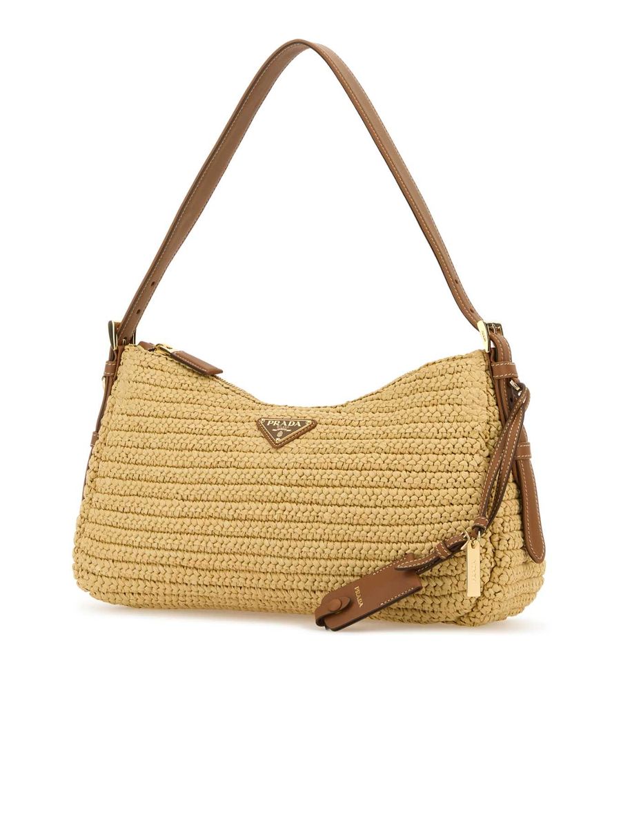 Prada Aimée Large Crochet and Leather Bag