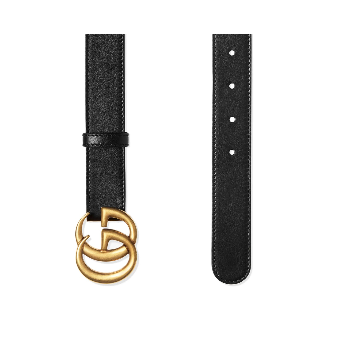 Leather Belt with Double G Buckle