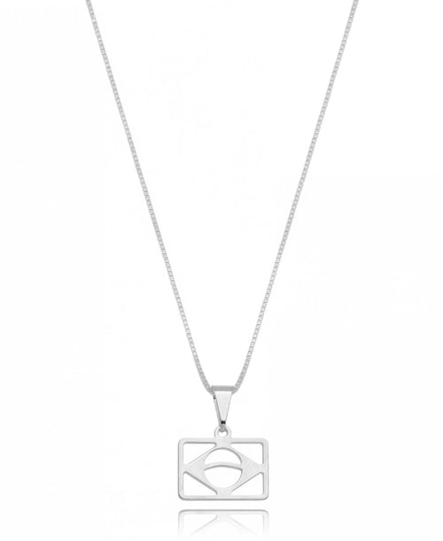 Silver-Plated Brazil Map Necklace