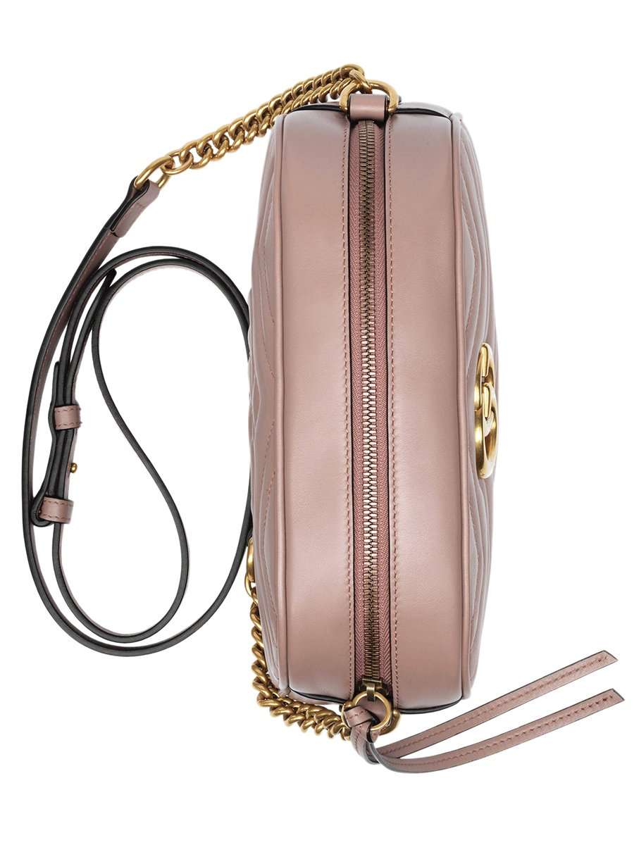 GG Marmont Small Matelassé Zipped Dusty Pink Shoulder Bag