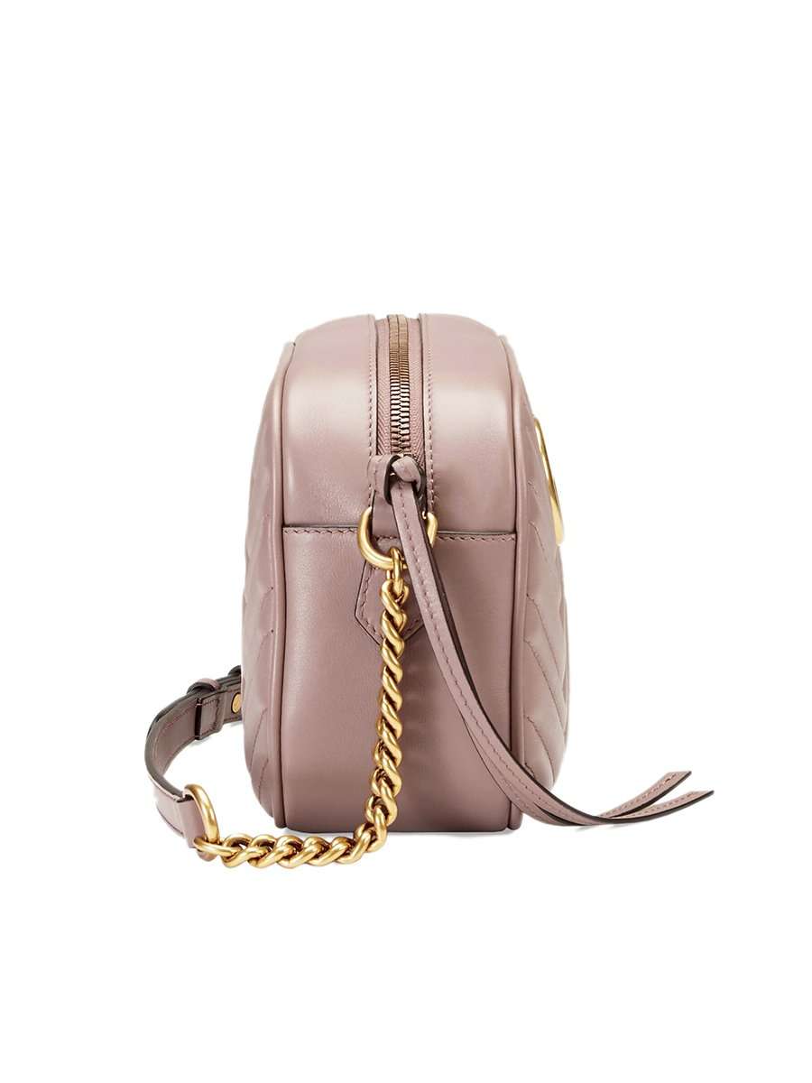 GG Marmont Small Matelassé Zipped Dusty Pink Shoulder Bag