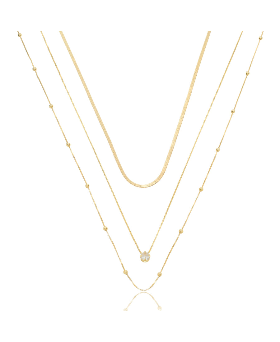 Glam Necklace Trio – 18K Gold Plated