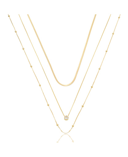 Glam Necklace Trio – 18K Gold Plated