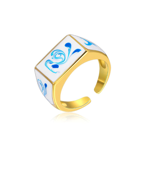 Blue Macaw Ring – 18K Gold Plated
