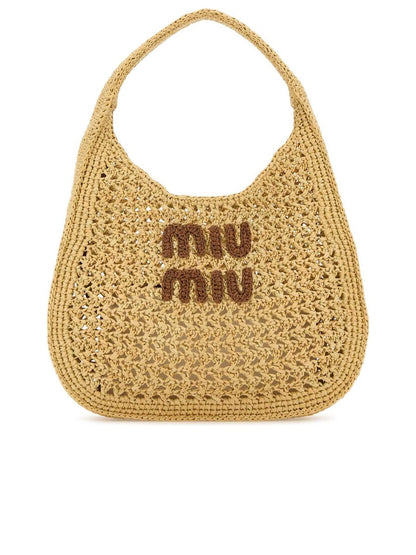 Raffia-Effect Woven Hobo Bag