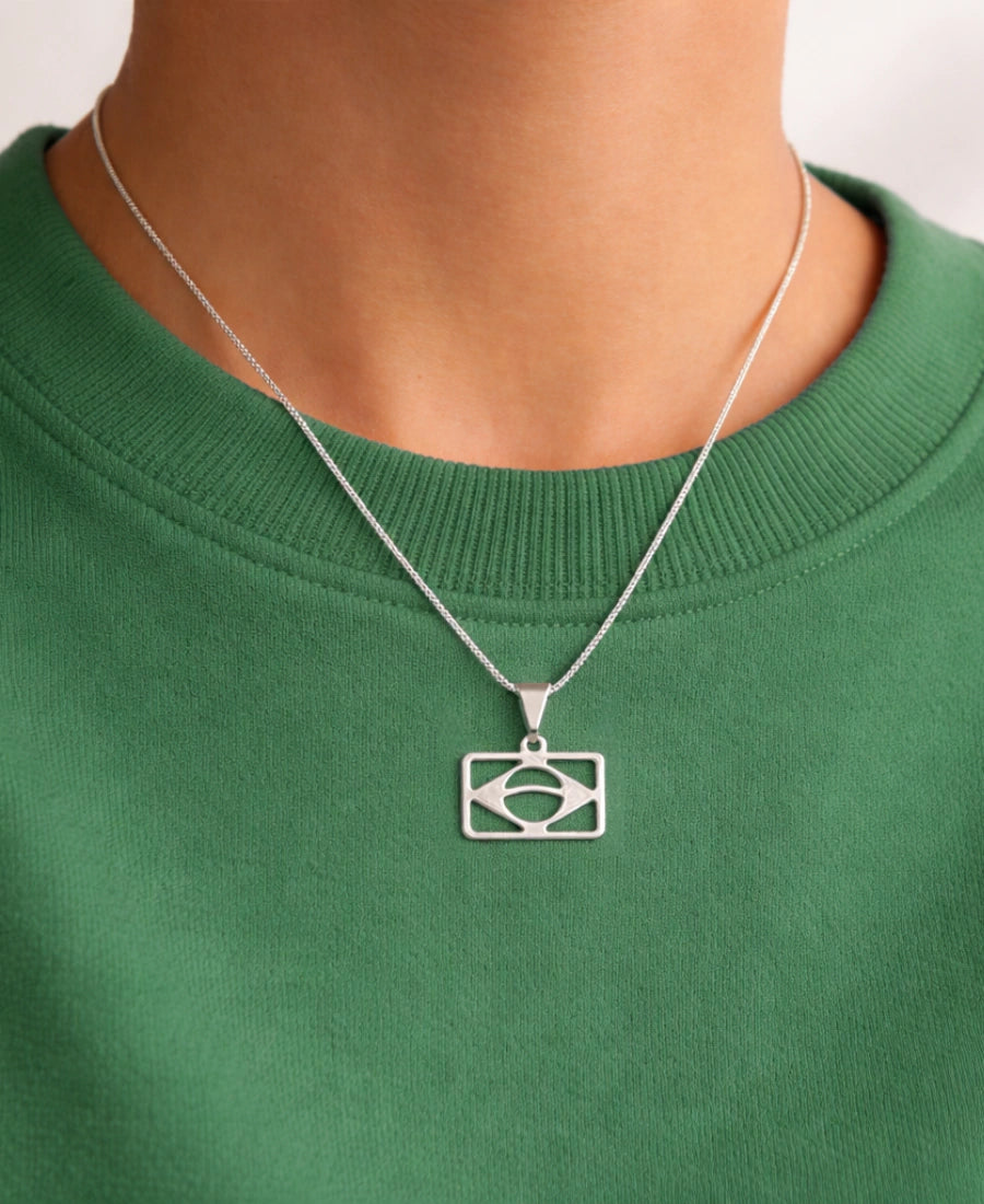 Silver-Plated Brazil Map Necklace
