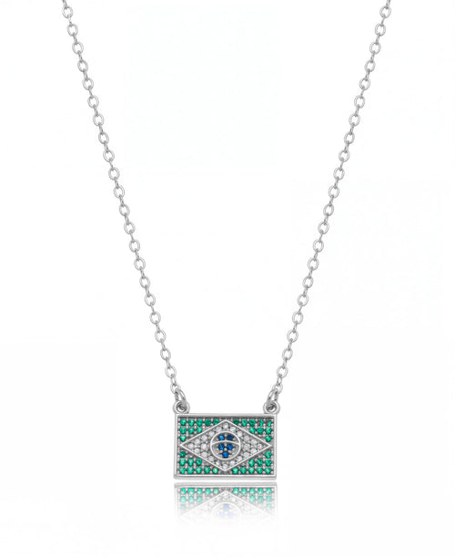Brazil Pendant Necklace with Zirconia Stones – Silver Plated