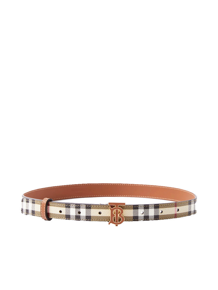 Check and Leather TB Belt