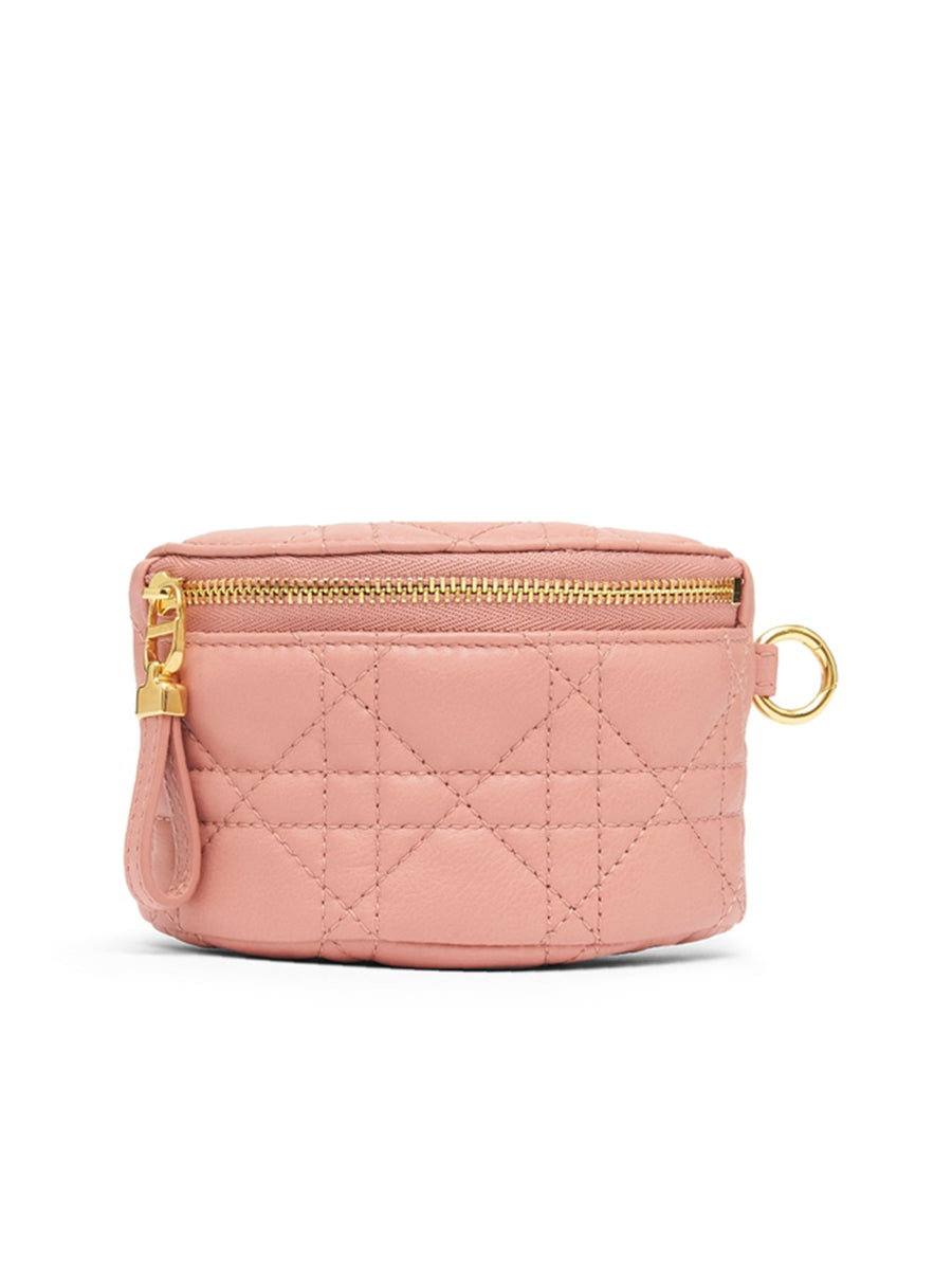 Detachable Dior Caro Half-Moon Coin Purse in Deep Nude