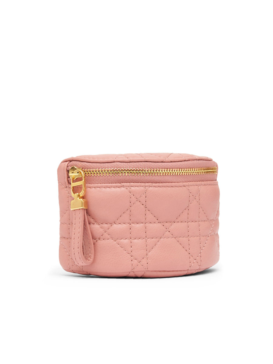 Detachable Dior Caro Half-Moon Coin Purse in Deep Nude