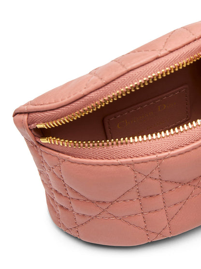 Detachable Dior Caro Half-Moon Coin Purse in Deep Nude
