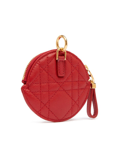 Detachable Dior Caro Coin Purse in Red Cannage Calfskin