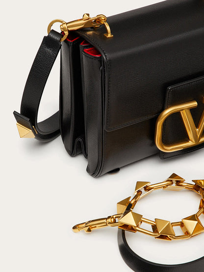 Stud Sign Grainy Calfskin Shoulder Bag