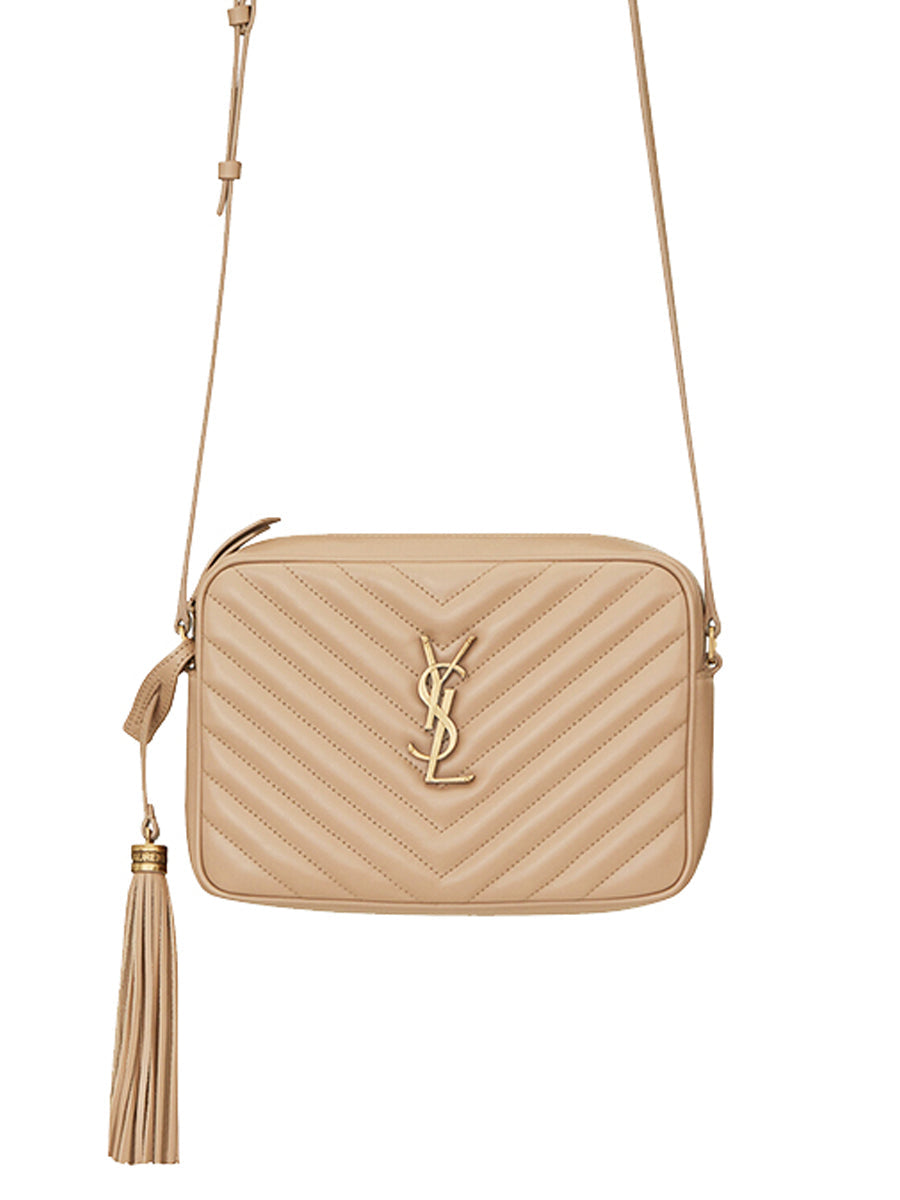 Lou Camera Bag in Quilted Leather Beige