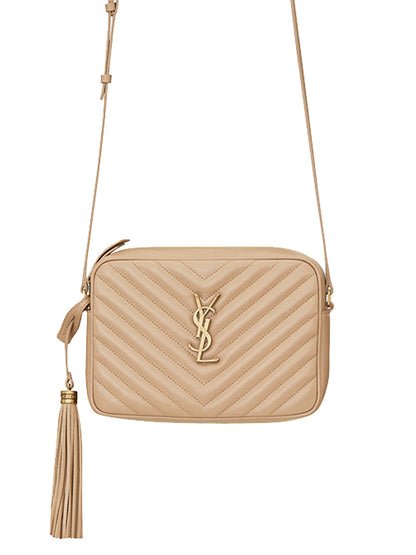 Lou Camera Bag in Quilted Leather Beige