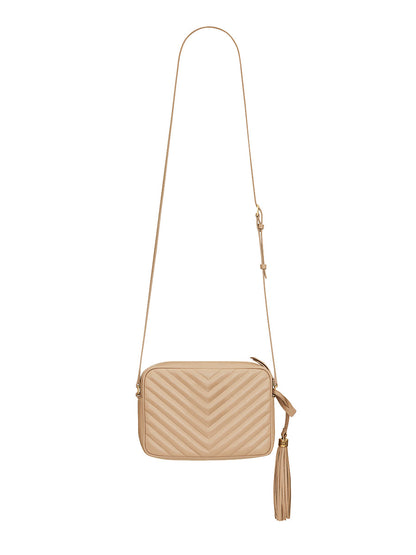 Lou Camera Bag in Quilted Leather Beige