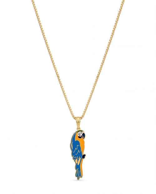 Brazilian Macaw Pendant Necklace – 18K Gold Plated