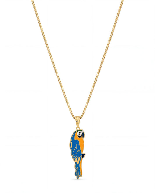 Brazilian Macaw Pendant Necklace – 18K Gold Plated