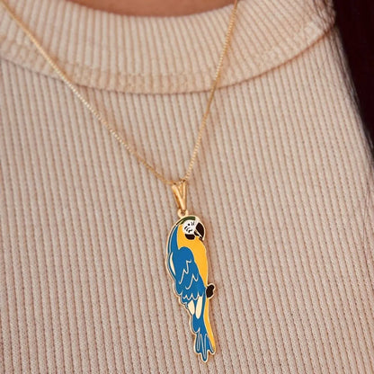 Brazilian Macaw Pendant Necklace – 18K Gold Plated